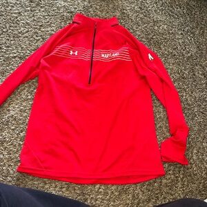 Under Armour Red Maryland Half-Zip Performance Pullover
